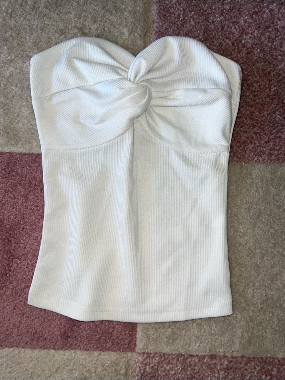 Showpo White Strapless Twist-Knot Ribbed Camisole 0